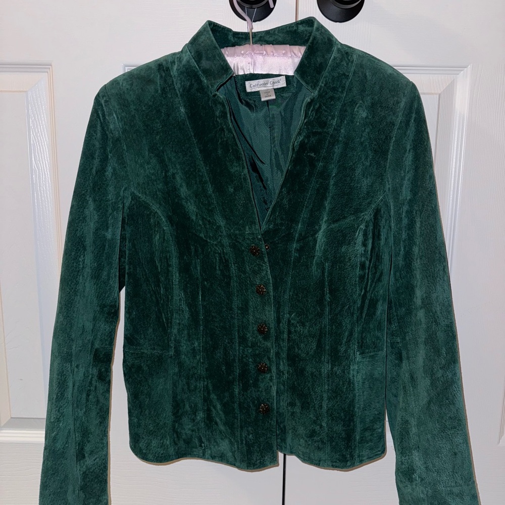 Coldwater Creek Vintage Green Real Leather Jacket